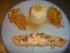 Gebratener Lachs mit Koriander-Knoblauchbutter an Gem�sejulienne