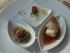 Amuse Bouche Rochen auf Schnippelbohnen mit Gulaschsosse, B�llchen von Spanferkel auf Kohlrabi, Lachsw�rfel gew�lzt in Schwarzbrotk�mmelbr�sel
