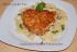 Piccata von der Pute mit Makkaroni in wei�em Tomatenrahm