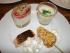 September 2010 Herbstmen� Waldfrieden - wei�es Tomatenmousse mit Wassermelonengelee und Lachstatar, geeiste Blumenkohlsuppe, Knusper-Lachs-Lolly mit Limettenschmand, gebratener Lachs mit Wasabi-Espuma