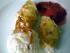 gef�llte Krokantcr�pes mit Sauerrahmeis und Blutorangenragout
