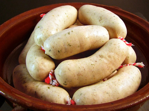 Boudin-Würste, gebrüht
