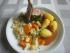Schweinefilet und Sparerips mit Kartoffeln, Gem�se und Sauce