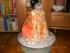 Orangencalcit Brunnen mit Bergkristallkugel