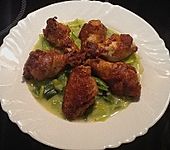 Chicken Wings auf Porree-Kokoscreme Beet