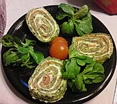 Lachsrolle mit Spinat und Frischkäse